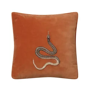 Embroidered Cobra Velvet Kuddfodral Orange Rabatter