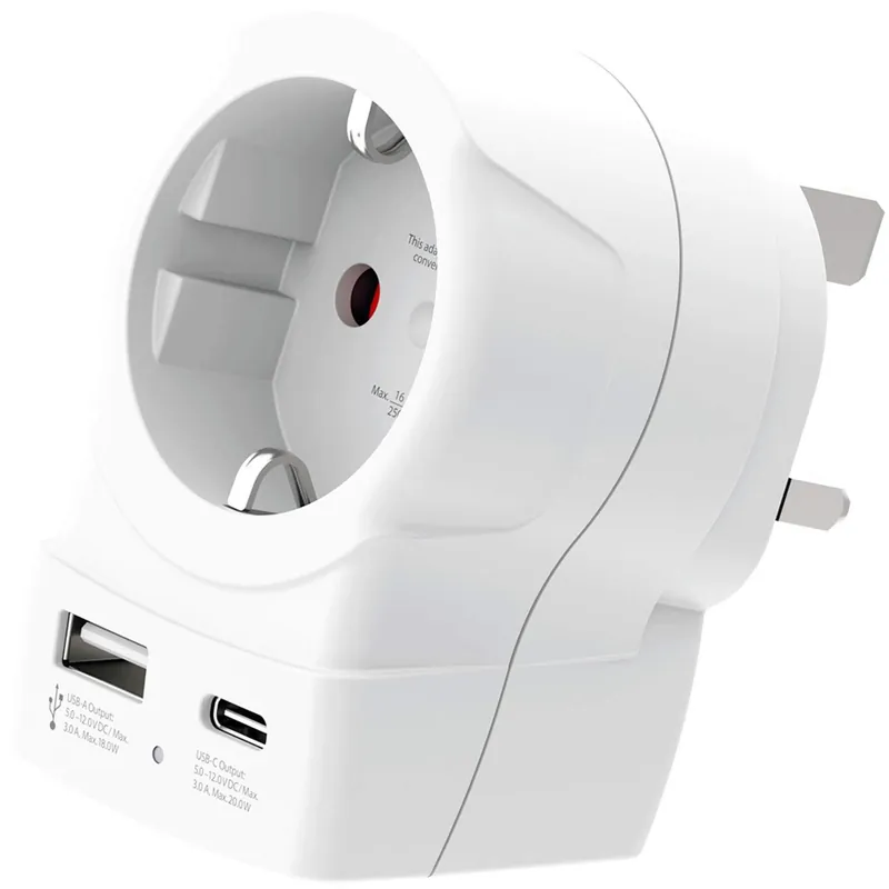 Universell nätadapter, EU till Storbritannien, USB-A/USB-C 20W PD Köp nu