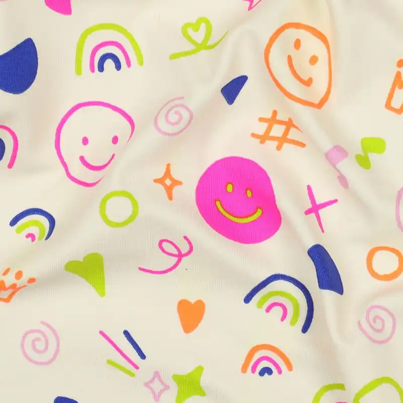 Jersey - Neon-smileys och hjärtan på ullvit Begränsad tid