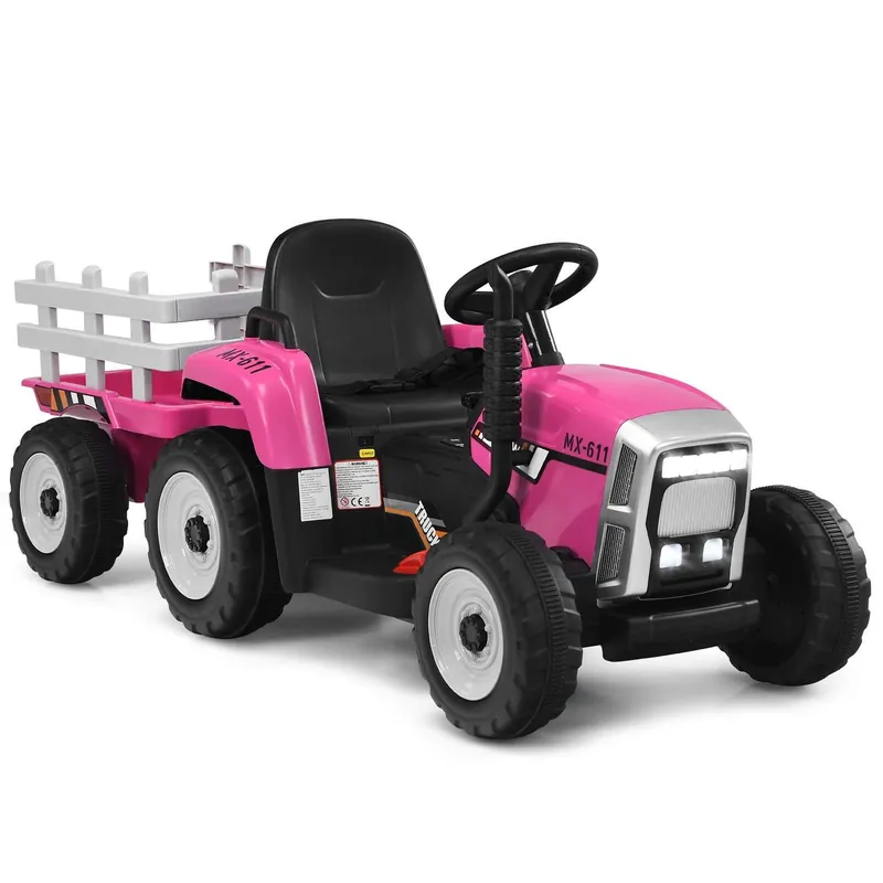 12V barntraktor med släpvagn – Rosa, fjärrkontroll Köp online
