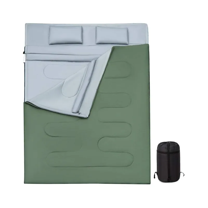 2 i 1 dubbel sovsäck enkel sovsäck XL filt sovsäck med 2 kuddar 220 x 150 cm Nyhet
