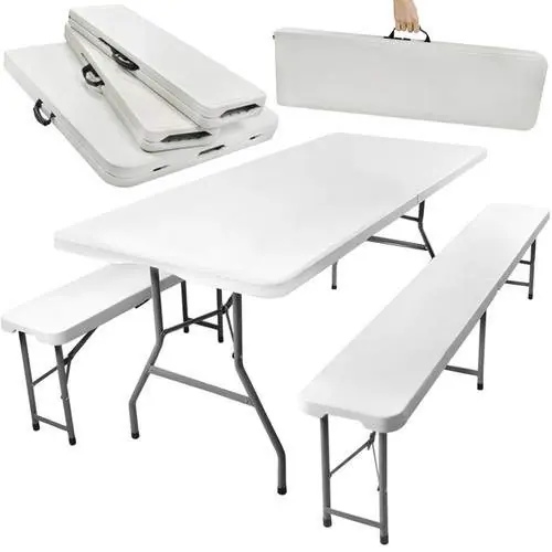 Populärt val Fällbart trädgårdsbord 180cm + 2 bänkar