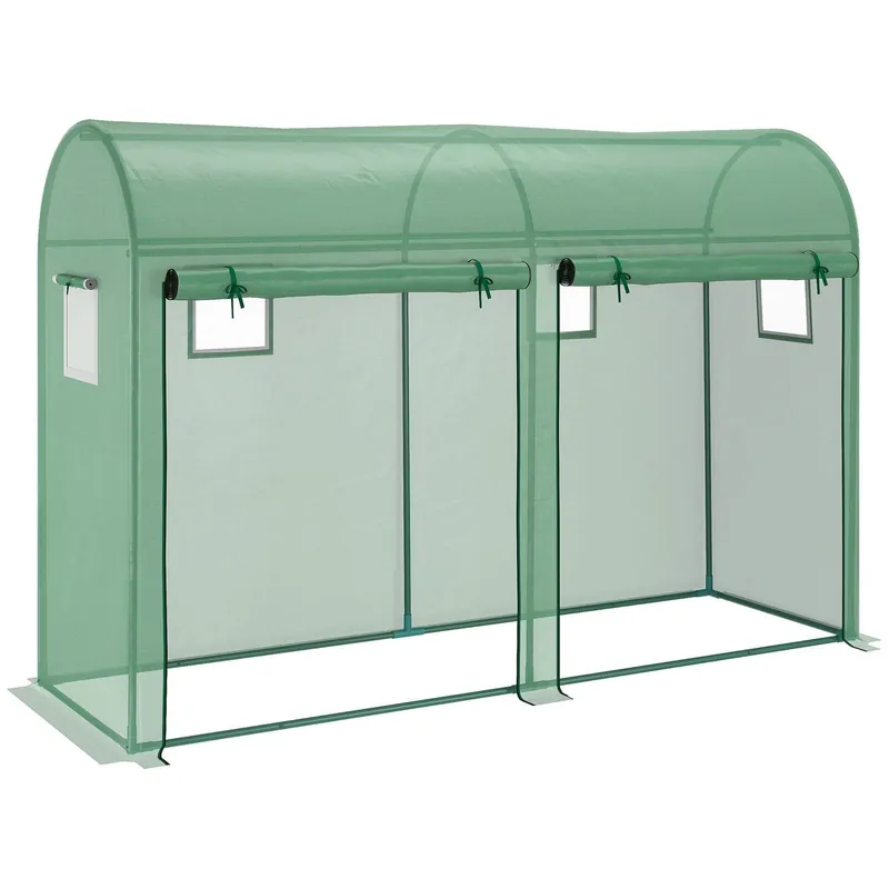 Folie växthus tomat växthus växthus 300 x 100 x 200 cm med 4 fönster och 2 dörrar av PE plast och stål, perfekt för trädgård Endast denna vecka